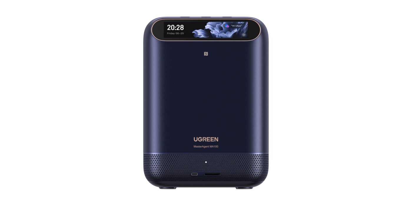 Ugreen MasterAgent MA100: dunkelblauer KI-Smart-Home-Hub mit Touchscreen und Lautsprechergitter