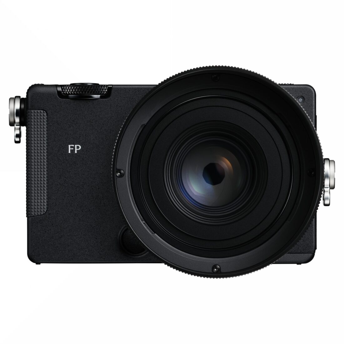 Sigma FP2 Vollformatkamera mit L-Mount-Objektiv, Frontalansicht auf weißem Hintergrund