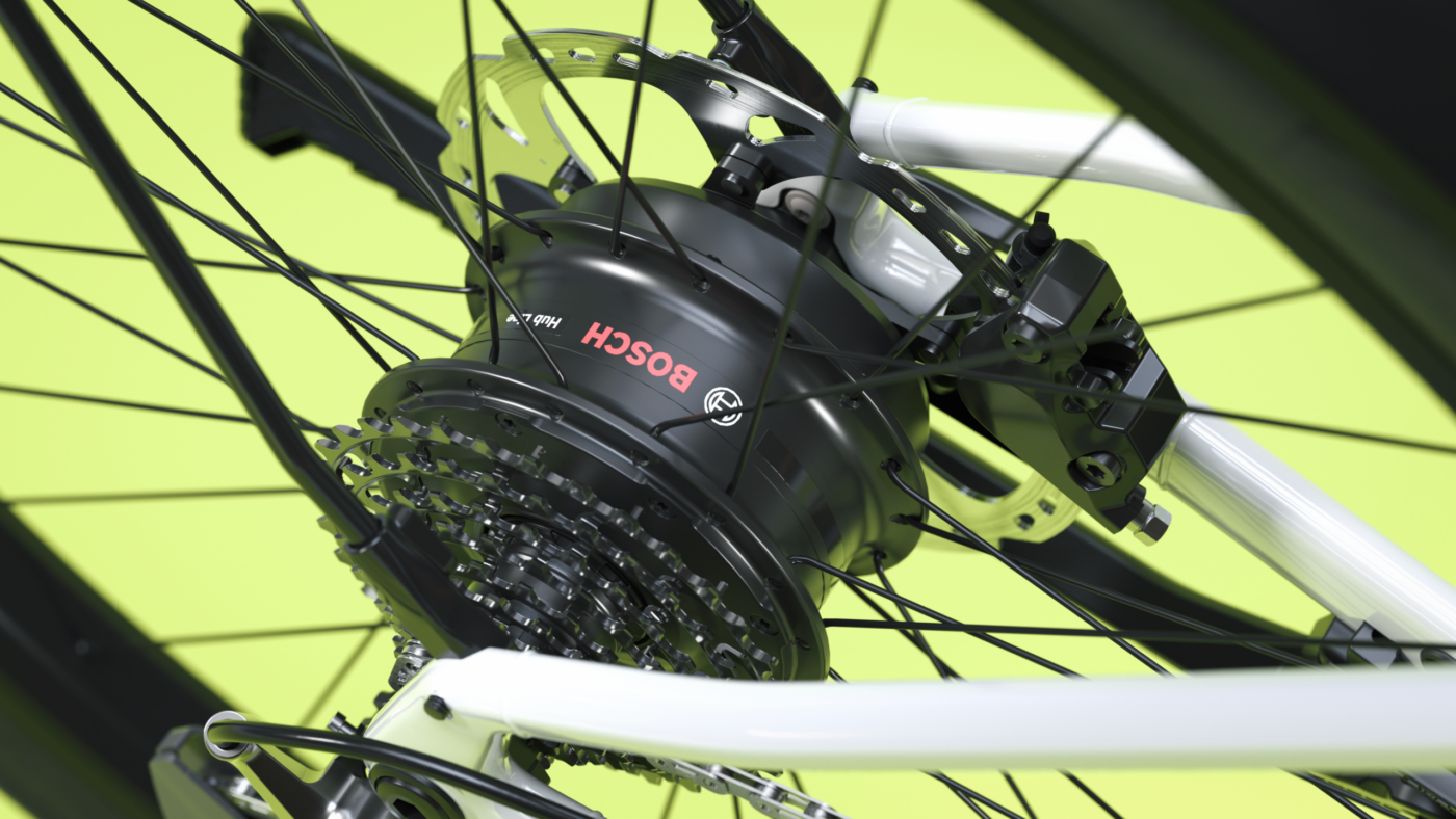Bosch Hecknabenmotor „Hub Drive" mit Kassette im Hinterrad des Scott Sweep Pedelecs