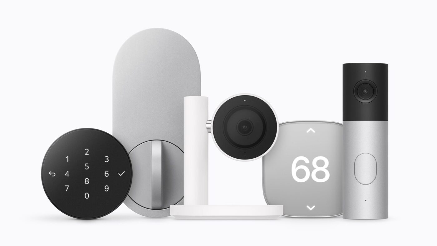 Produkte der Apple Home Collection: Kameras, Türklingel, Schloss, Thermostate und Sensoren