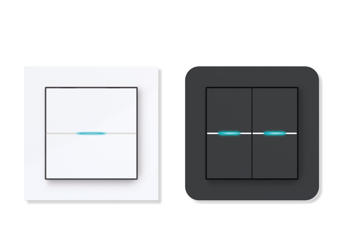 Hager KNX Secure Taster Basic in Weiß und Anthrazit mit leuchtender Statuslinie