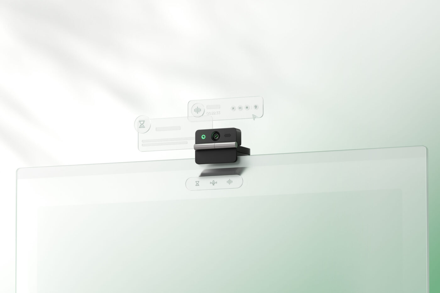 OBSBOT Meet Flip auf einem Monitor montiert